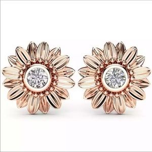 925 sterling silver crystal Sunflower earrings